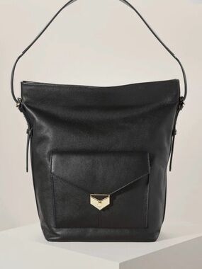Covet by Stella & Dot black leather shoulder bag